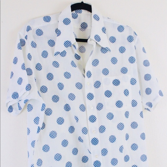 SOLD Vintage 60s 70s Graphic Dot Button Down Shirt - Picture 5 of 11